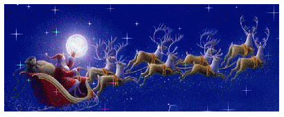 +xmas+holiday+religious+card+of+santa+sleigh+and+reindeer++ clipart