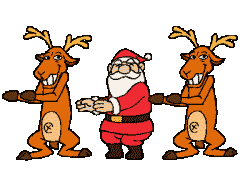 +xmas+holiday+religious+santa+and+reindeer+dancing++ clipart
