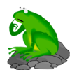 +frog+rock+thinking+ clipart